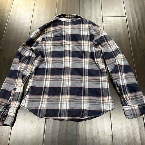 Patagonia Button Up Flannel Organic Cotton Blue Tan White Womens Size XS - Picture 4 of 4